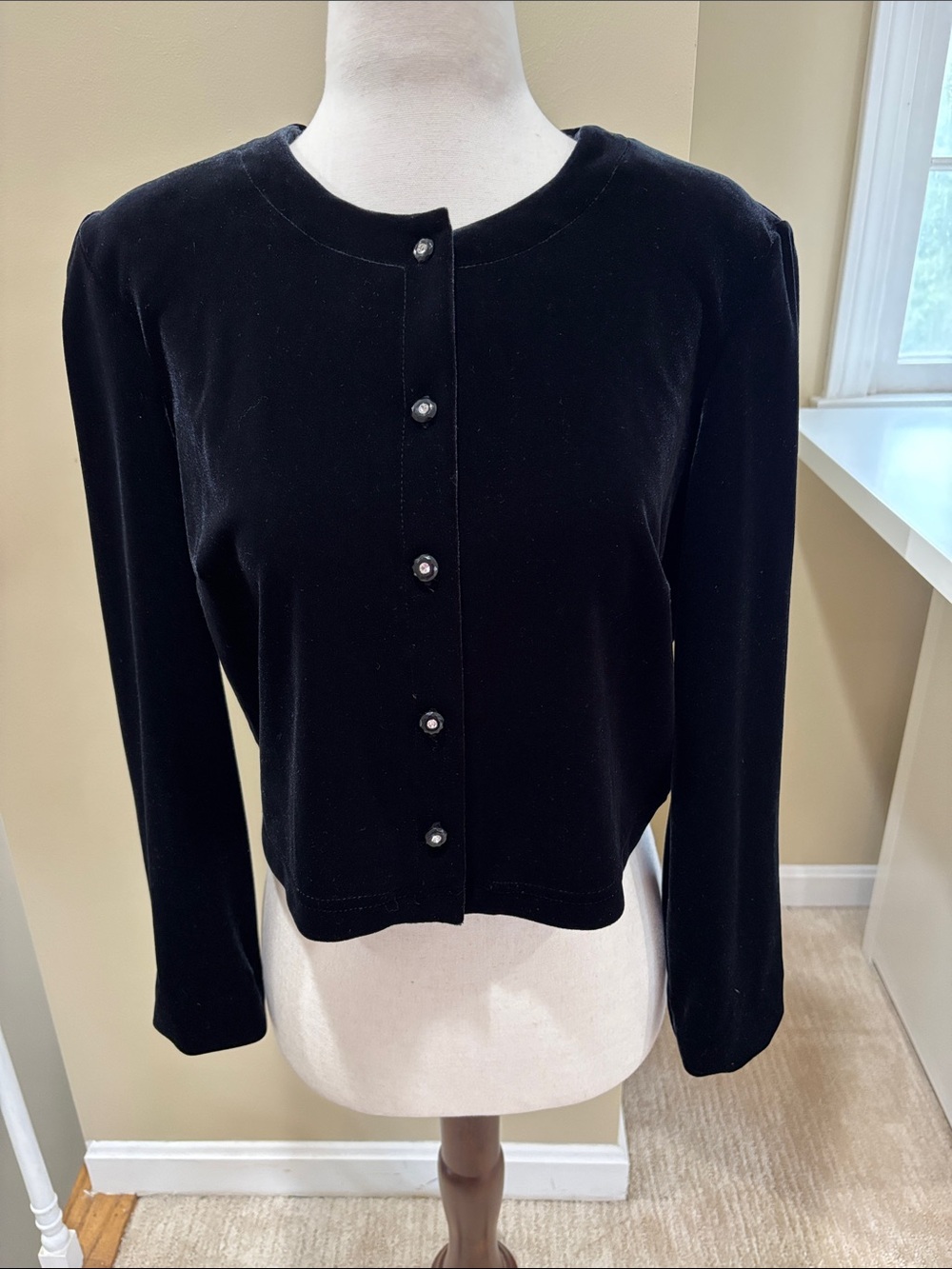 Vintage Ronni Nicole Classic Black Women's Button-Front Cardigan Size 6